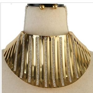 Rhinestone Choker Necklace Set